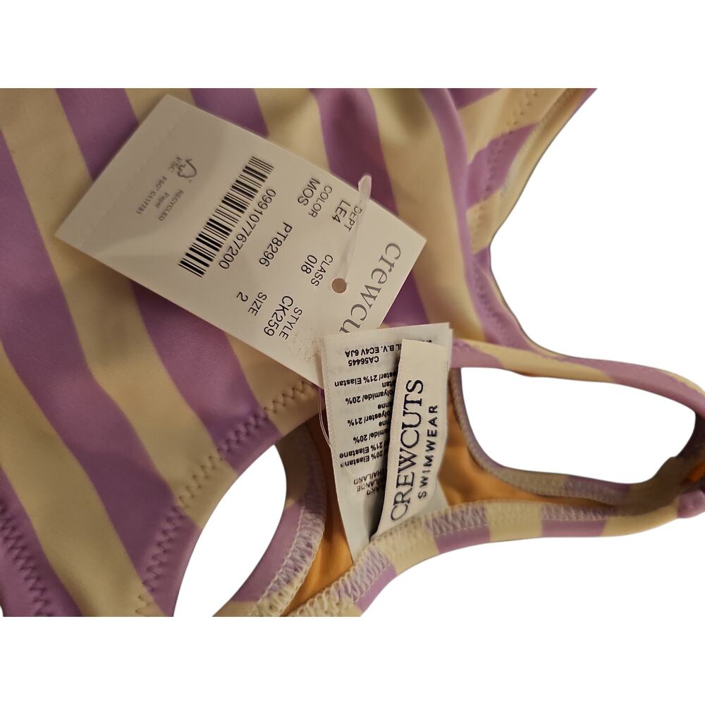 J. Crew Crewcuts two-piece swimsuit bikini Orchid Stripe purple sz 2 new $65 K52 - Picture 6 of 6